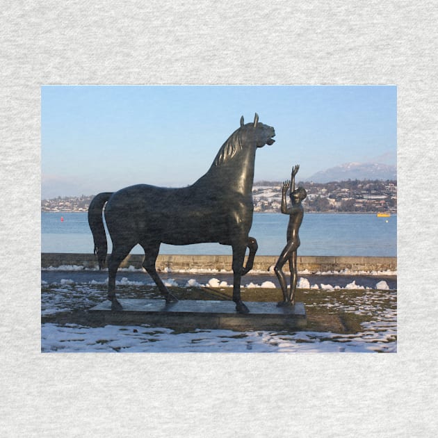 "L'homme et le cheval" - a statue by Schwarz. Parc Mon-Repos,  Geneva, Switzerland by IgorPozdnyakov